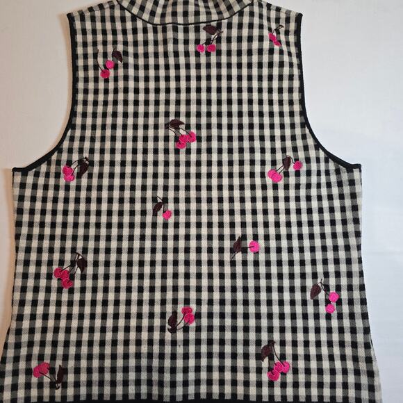 Maeve Sleeveless Mock Neck Plaid & Cherries Sweater Tank. Retails $98 - Picture 10 of 11